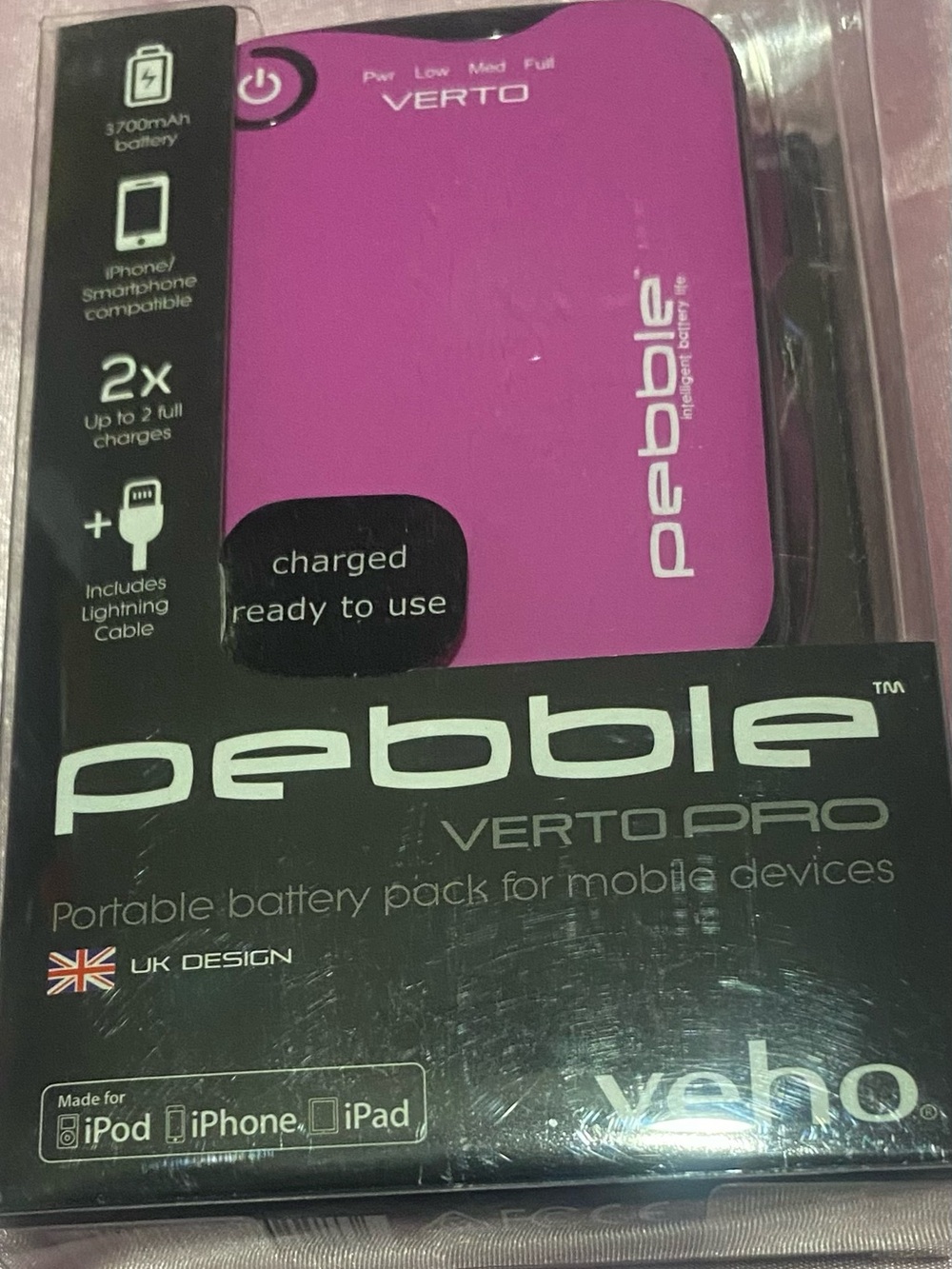 Veho Pebble Verto Pro Portable Power Bank - Pink